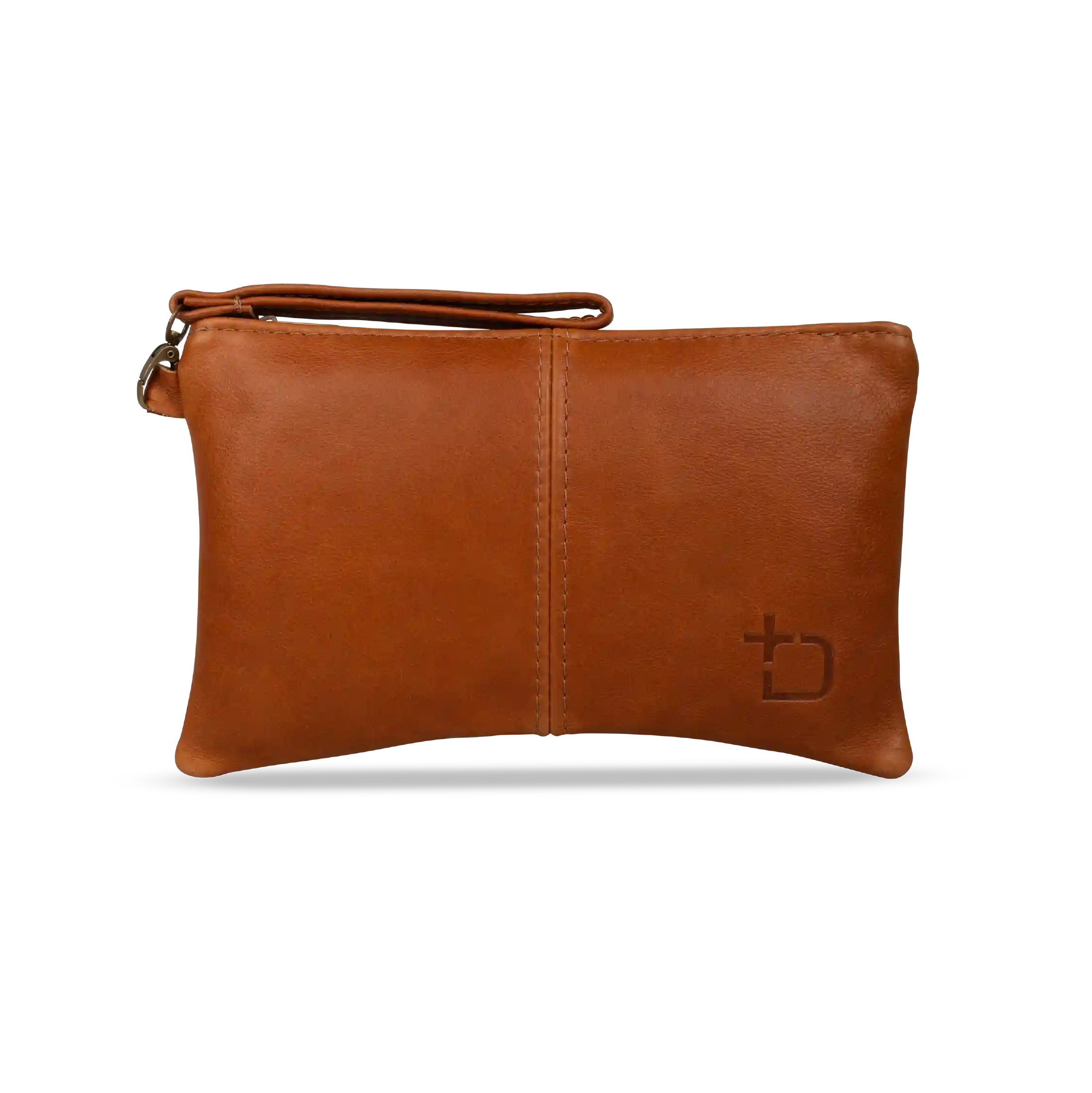 Genuine Leather Sling Clutch Bag - Ginger