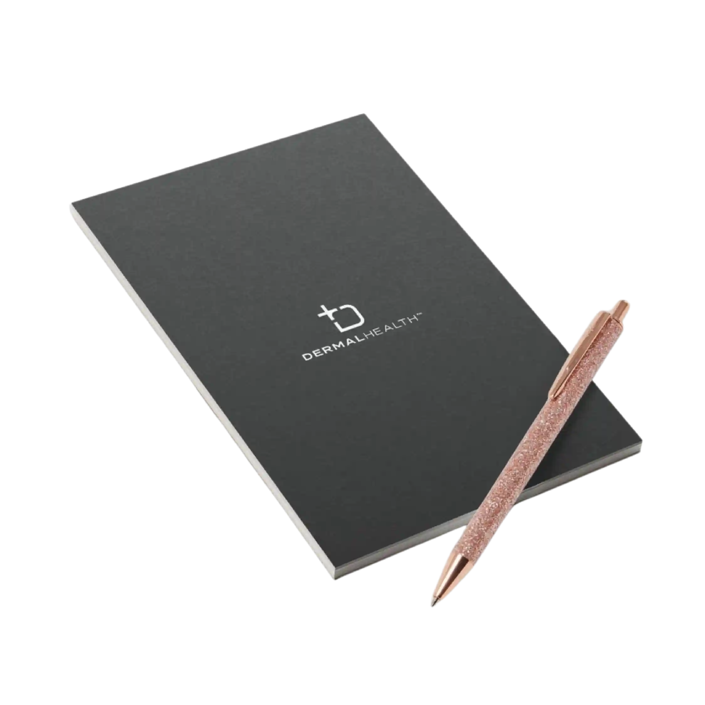 Notebook and Rose Gold Glitter Pen