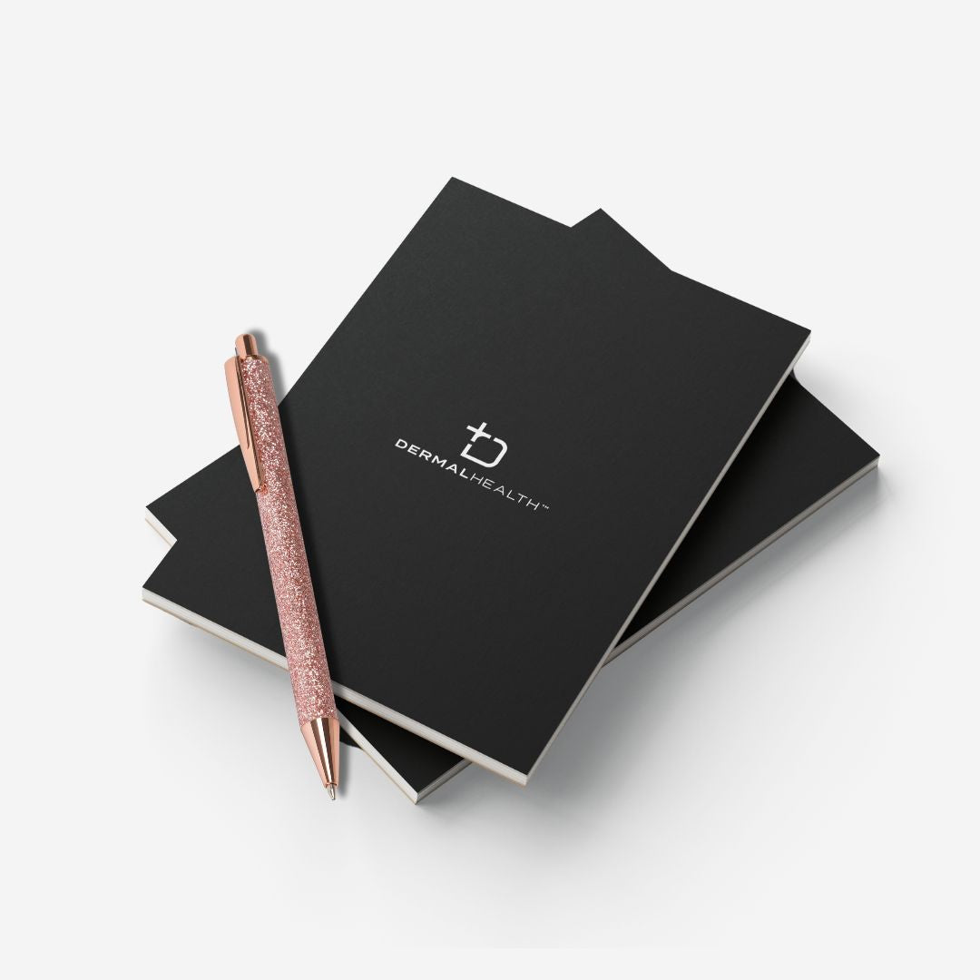 Notebook and Rose Gold Glitter Pen